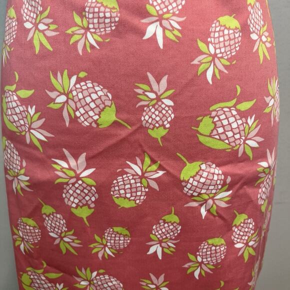 Brooks Brothers 346 Skirt size 12 Pink Green Pineapples Straight Knee Stretch - Picture 4 of 9